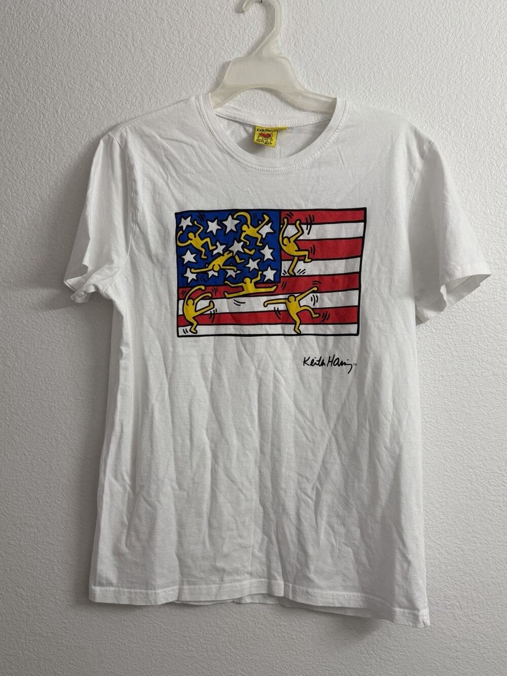 Keith Haring American Music Festival T Shirt White USA Flag Short Sleeve Men’s M
